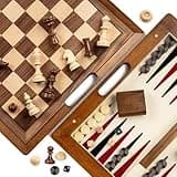Ensemble de Jeux Lingle 39,37 cm Deluxe en Bois Massif 3-en-1 : Échecs