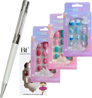Kinder Plaknagels - Valse Nagels - 4 x 12 Stuks - Geen Lijm Nodig - Met