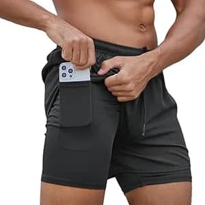 Smatstyle Men's Shorts Sports Running Shorts 2 in 1 Pocket Running Quick