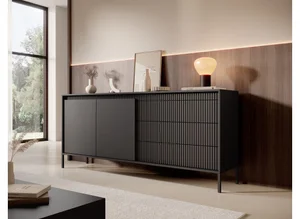 Dressoir Saran - Mat zwart - 187 cm