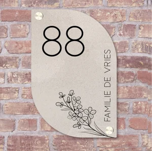 Naambordje voordeur scandi leaf bloem