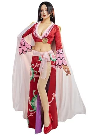 One Piece Boa Hancock Cosplay Costume Red Top Skirt With Cloak Set with