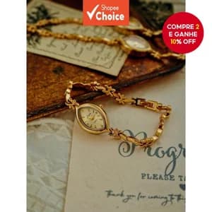 Relógio Feminino De Luxo Com Pulseira De Quartzo Dourado Retrô Pequeno