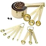 Gold Measuring Cups and Spoons Set of 16, Stainless Steel Measuring Cups