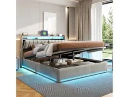 Cama hidráulica com arrumação 160*200, cabeceira com carregador + função