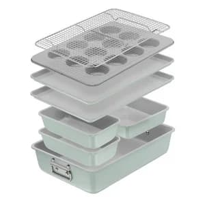 T-fal 8 Piece Ceramic Nonstick Stackable Bakeware,Mint Green