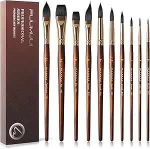 Pinceis de aquarela profissionais, Fuumuui, conjunto de 10 pinceis