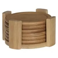 Conjunto de 6 bases em bambu para copos