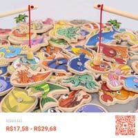 31 Peças Brinquedos Magnéticos De Pesca De Madeira/Jogos Educacionais