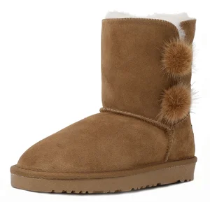 DREAM PAIRS NEW Kids/Girls Classic Mid Snow Boots Winter Flat Shoes Faux