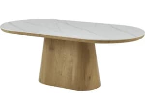 Mesa De Jantar Oval De Madeira Cerâmica ''bellagio'' - 8 Lugares - Branco